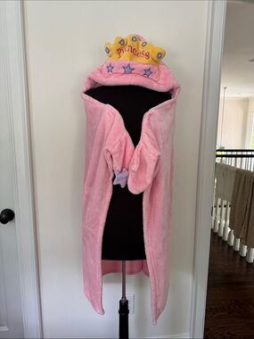 Princess Pink Hooded Kids Bath Wrap with Crown
